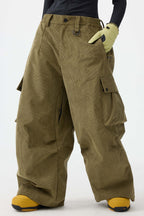 Women's Black Baggy Structured Ski Pants Corduroy Snow Pants