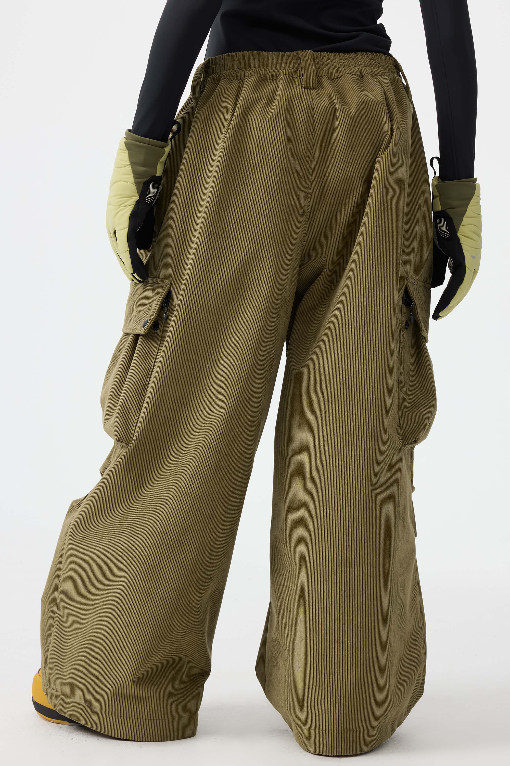 Women's Off White Baggy Structured Ski Pants Corduroy Snow Pants