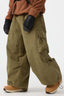 Men's Olive Green Baggy Structured Ski Pants Corduroy Snow Pants