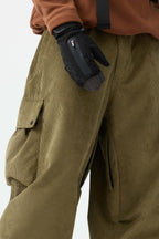 Men's Off White Baggy Structured Ski Pants Corduroy Snow Pants