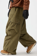 Men's Black Baggy Structured Ski Pants Corduroy Snow Pants