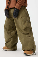 Men's Off White Baggy Structured Ski Pants Corduroy Snow Pants