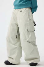 Women's Black Baggy Structured Ski Pants Corduroy Snow Pants