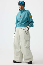 Women's Black Baggy Structured Ski Pants Corduroy Snow Pants