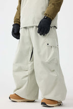 Men's Olive Green Baggy Structured Ski Pants Corduroy Snow Pants