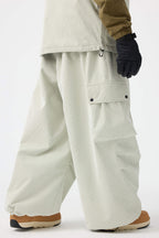 Men's Black Baggy Structured Ski Pants Corduroy Snow Pants