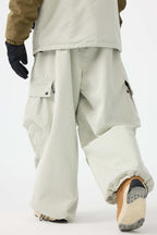 Men's Black Baggy Structured Ski Pants Corduroy Snow Pants