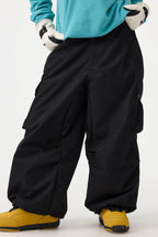 Women's Olive Green Baggy Structured Ski Pants Corduroy Snow Pants