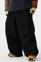 Men's Black Baggy Structured Ski Pants Corduroy Snow Pants