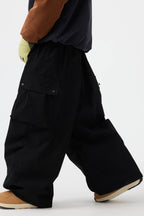 Men's Black Baggy Structured Ski Pants Corduroy Snow Pants