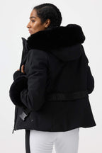 Women's Orange 3D-Cut Faux Fur Stretch Insulated Ski Jacket Snow Jacket