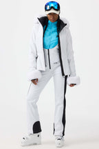 Women's Black 3D-Cut Faux Fur Stretch Insulated Ski Jacket Snow Jacket