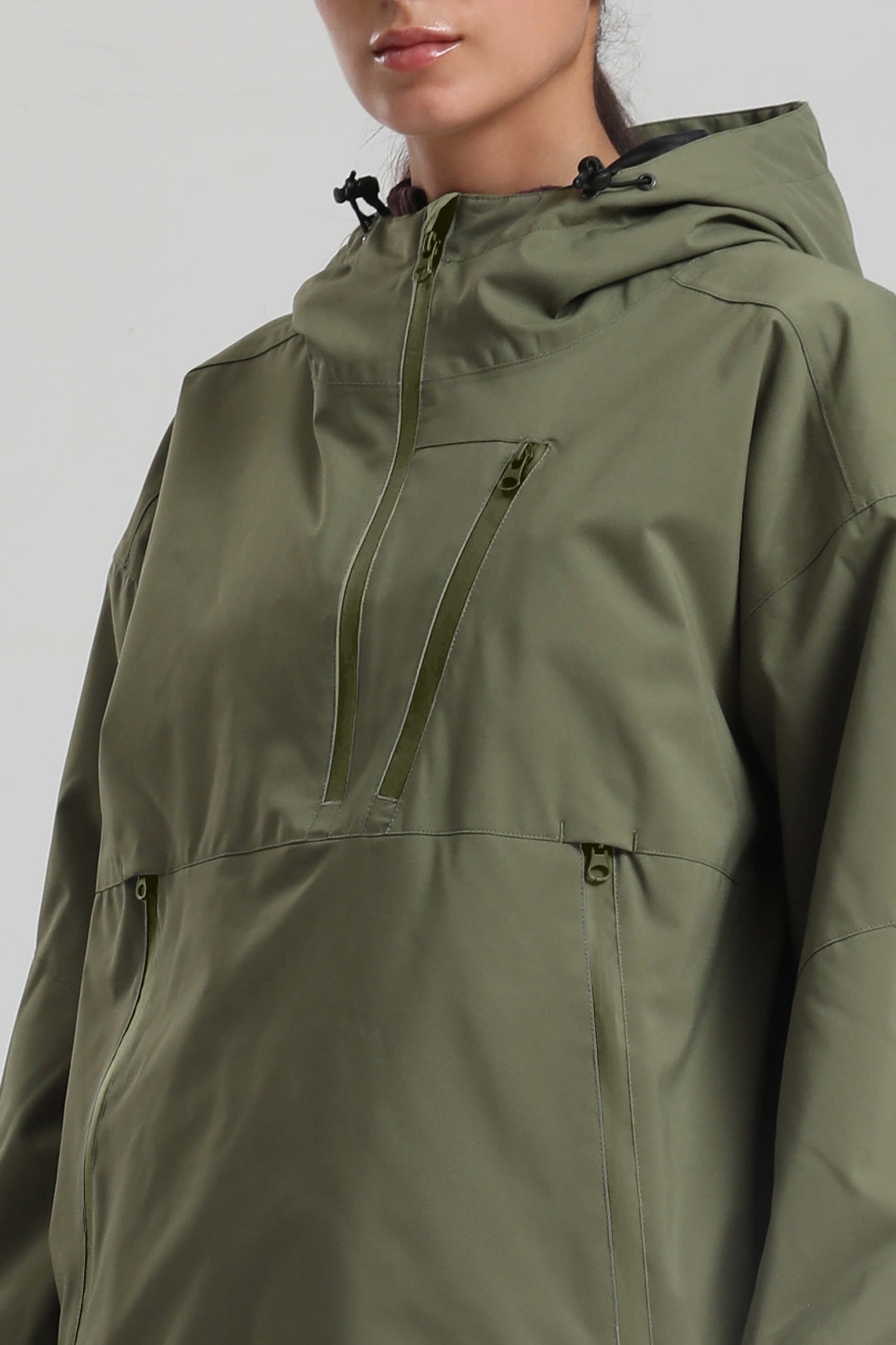 Women's Army Green Side-Zip Vented Ski Anorak Fully-Sealed Insulated Snow Anorak