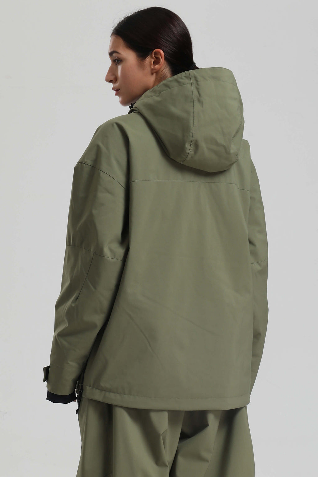 Women's Army Green Side-Zip Vented Ski Anorak Fully-Sealed Insulated Snow Anorak