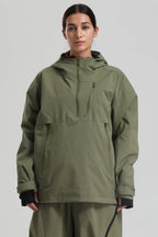 Women's Army Green Side-Zip Vented Ski Anorak Fully-Sealed Insulated Snow Anorak
