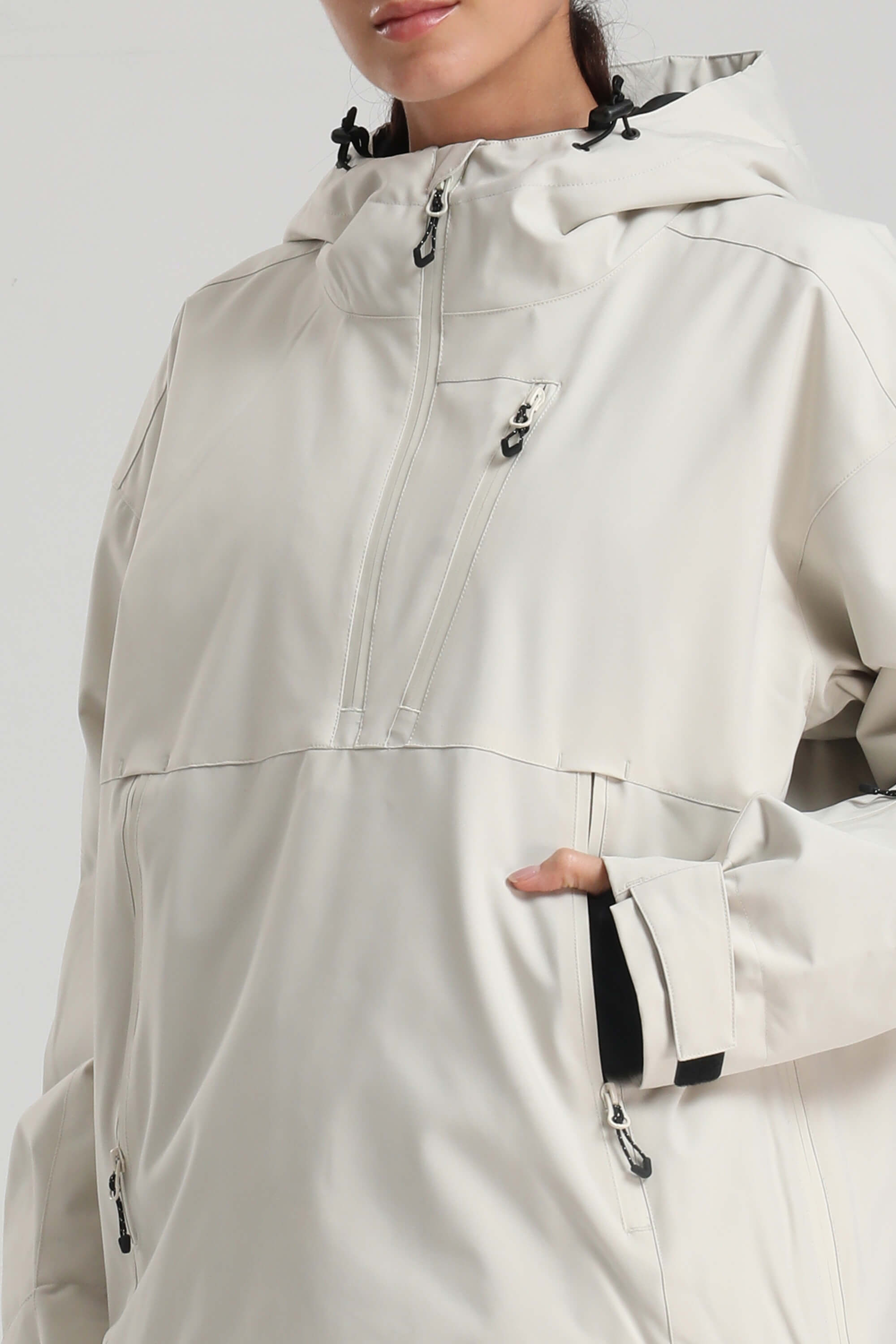 Women's Off White Side-Zip Vented Ski Anorak Fully-Sealed Insulated Snow Anorak Secondary image