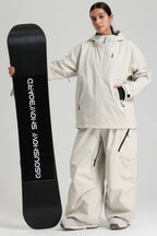 Women's Off White Side-Zip Vented Ski Anorak Fully-Sealed Insulated Snow Anorak