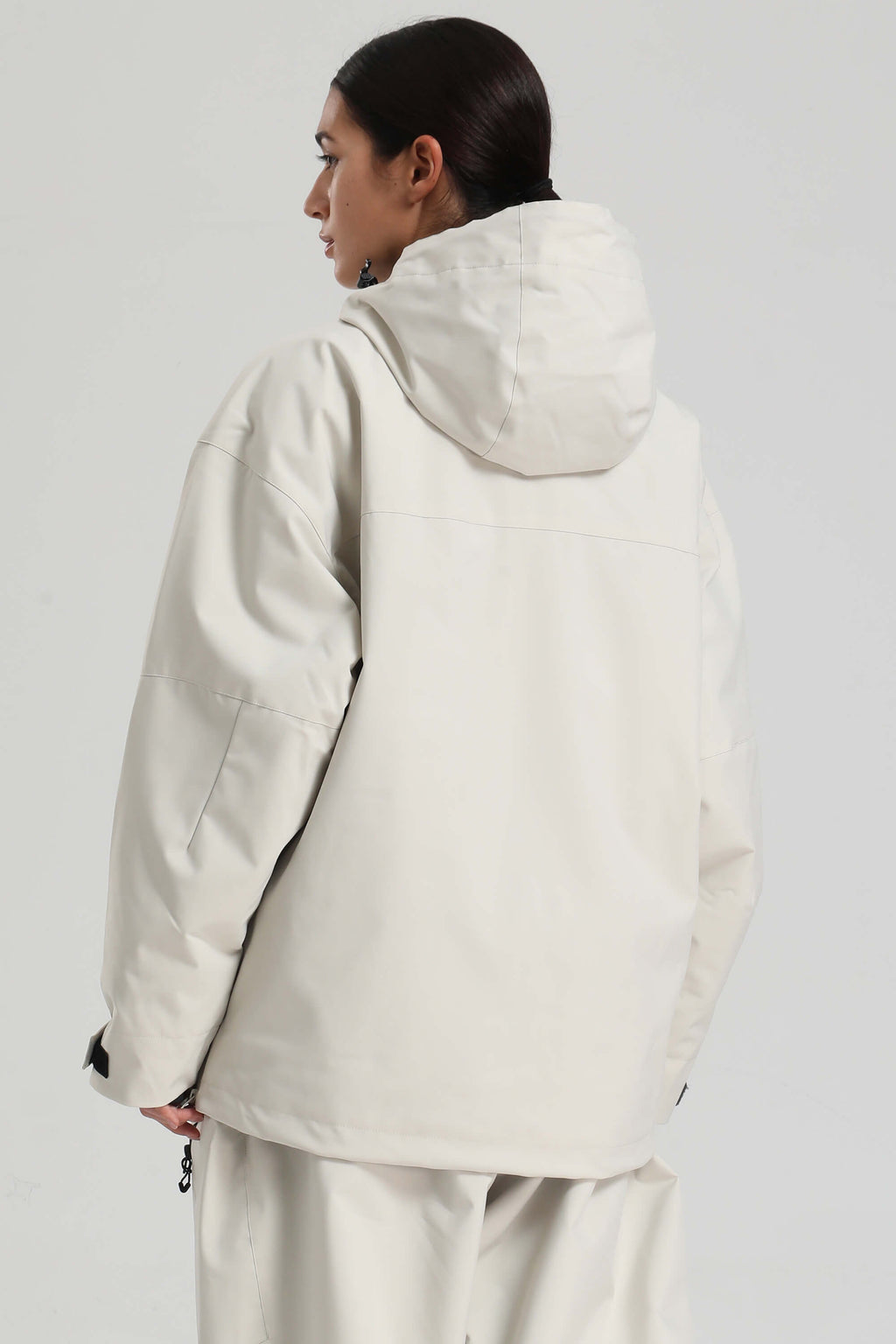 Women's Off White Side-Zip Vented Ski Anorak Fully-Sealed Insulated Snow Anorak