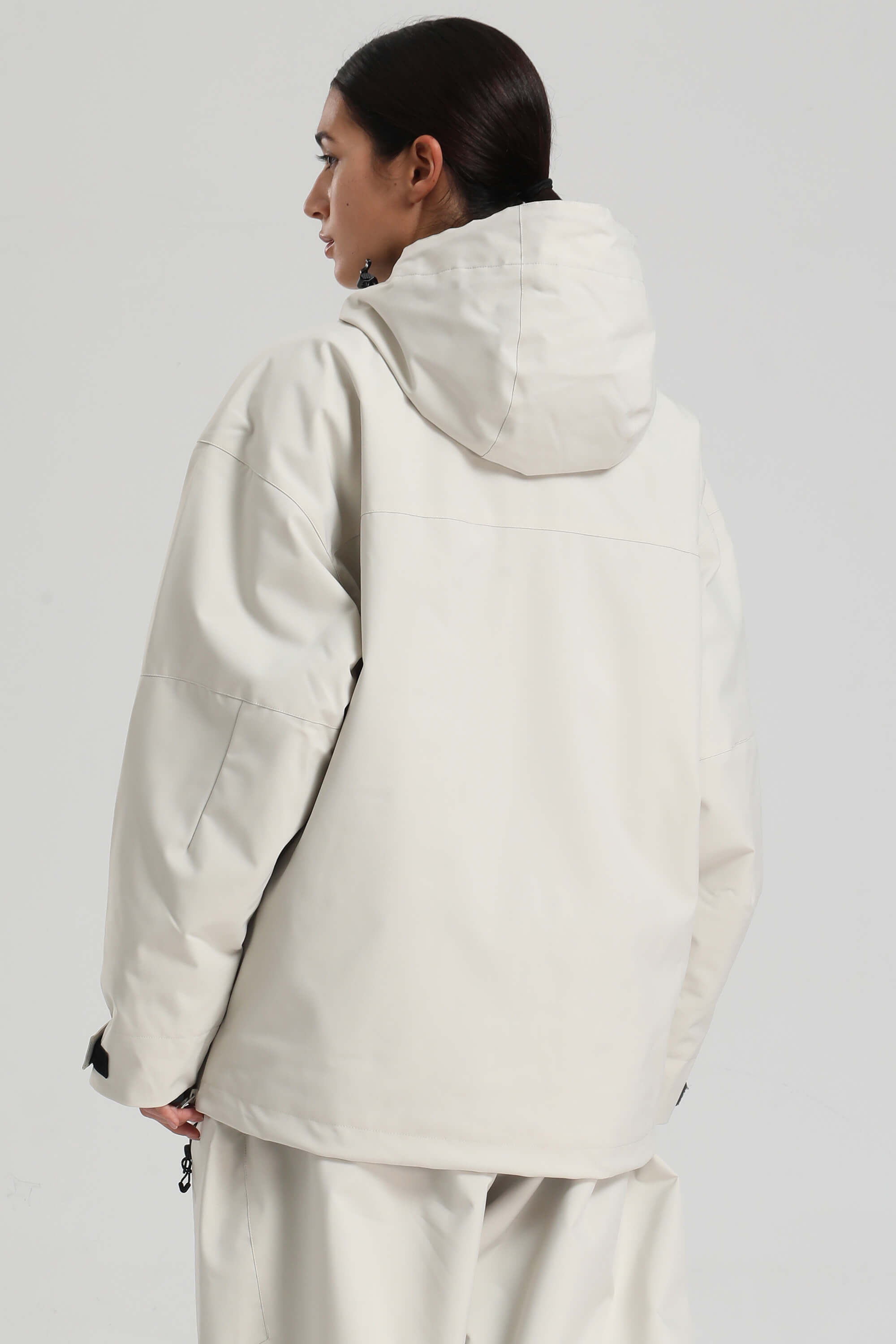 Women's Off White Side-Zip Vented Ski Anorak Fully-Sealed Insulated Snow Anorak