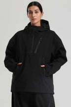 Women's Black Side-Zip Vented Ski Anorak Fully-Sealed Insulated Snow Anorak