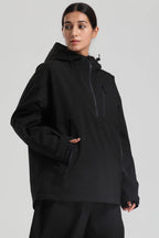 Women's Black Side-Zip Vented Ski Anorak Fully-Sealed Insulated Snow Anorak