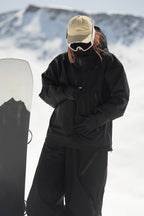 Women's Black Side-Zip Vented Ski Anorak Fully-Sealed Insulated Snow Anorak