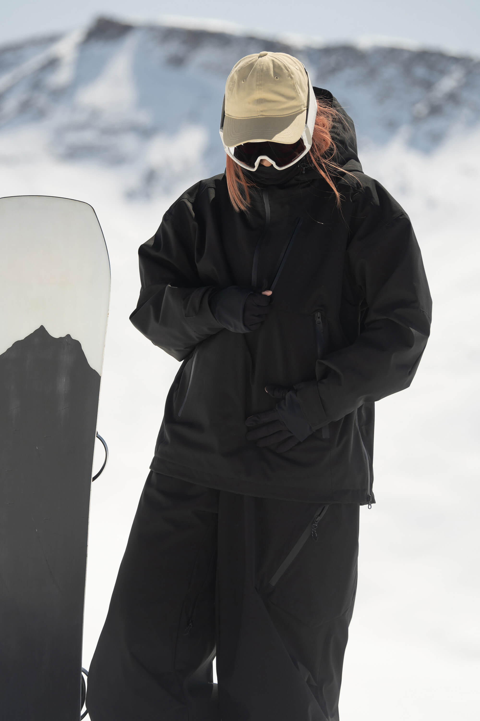 Women's Black Side-Zip Vented Ski Anorak Fully-Sealed Insulated Snow Anorak