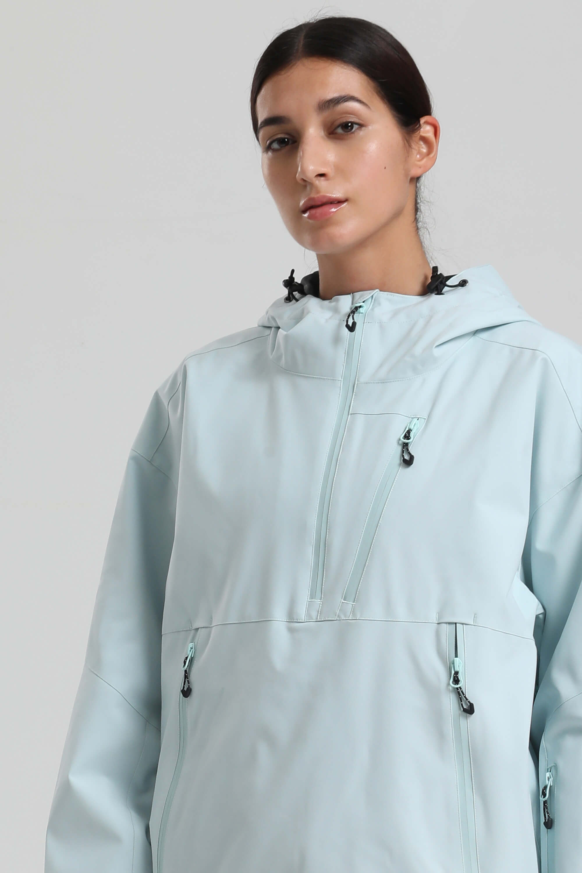 Women's Ice Blue Side-Zip Vented Ski Anorak Fully-Sealed Insulated Snow Anorak Secondary image