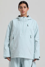 Women's Ice Blue Side-Zip Vented Ski Anorak Fully-Sealed Insulated Snow Anorak