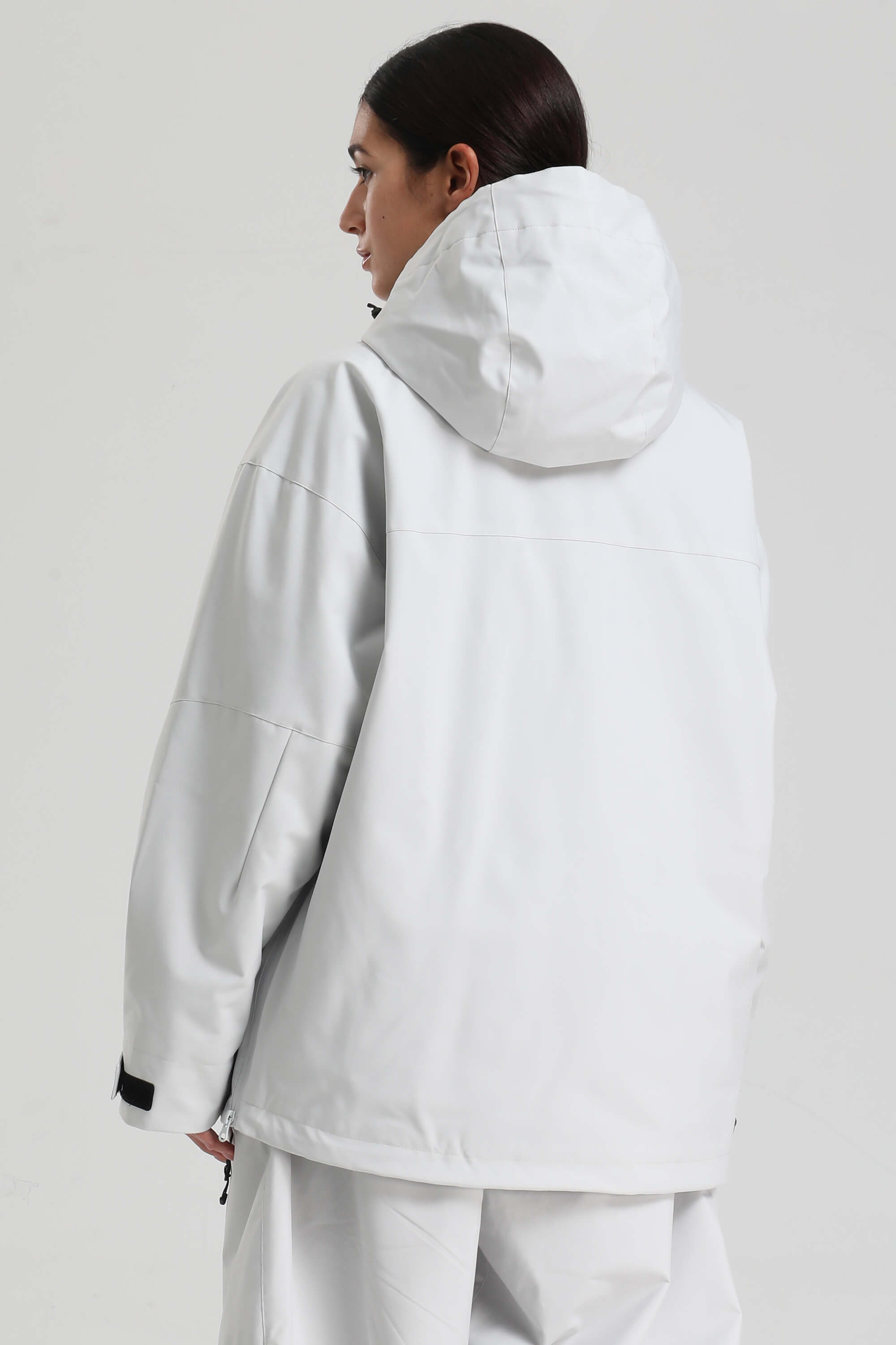 Women's Light Gray Side-Zip Vented Ski Anorak Fully-Sealed Insulated Snow Anorak