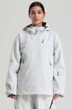 Women's Light Gray Side-Zip Vented Ski Anorak Fully-Sealed Insulated Snow Anorak