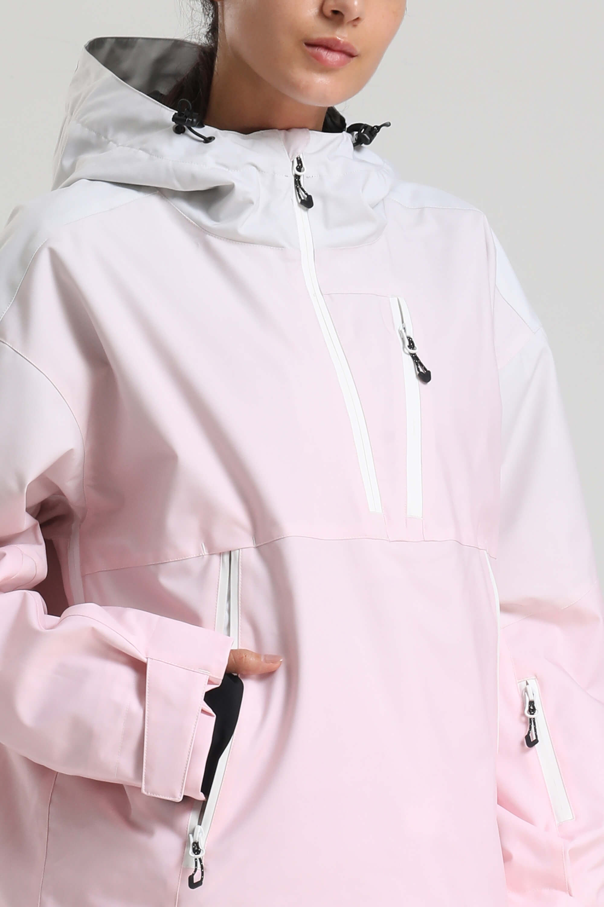 Women's Pink Gradient Side-Zip Vented Ski Anorak Fully-Sealed Insulated Snow Anorak Secondary image