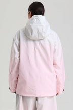 Women's Pink Gradient Side-Zip Vented Ski Anorak Fully-Sealed Insulated Snow Anorak