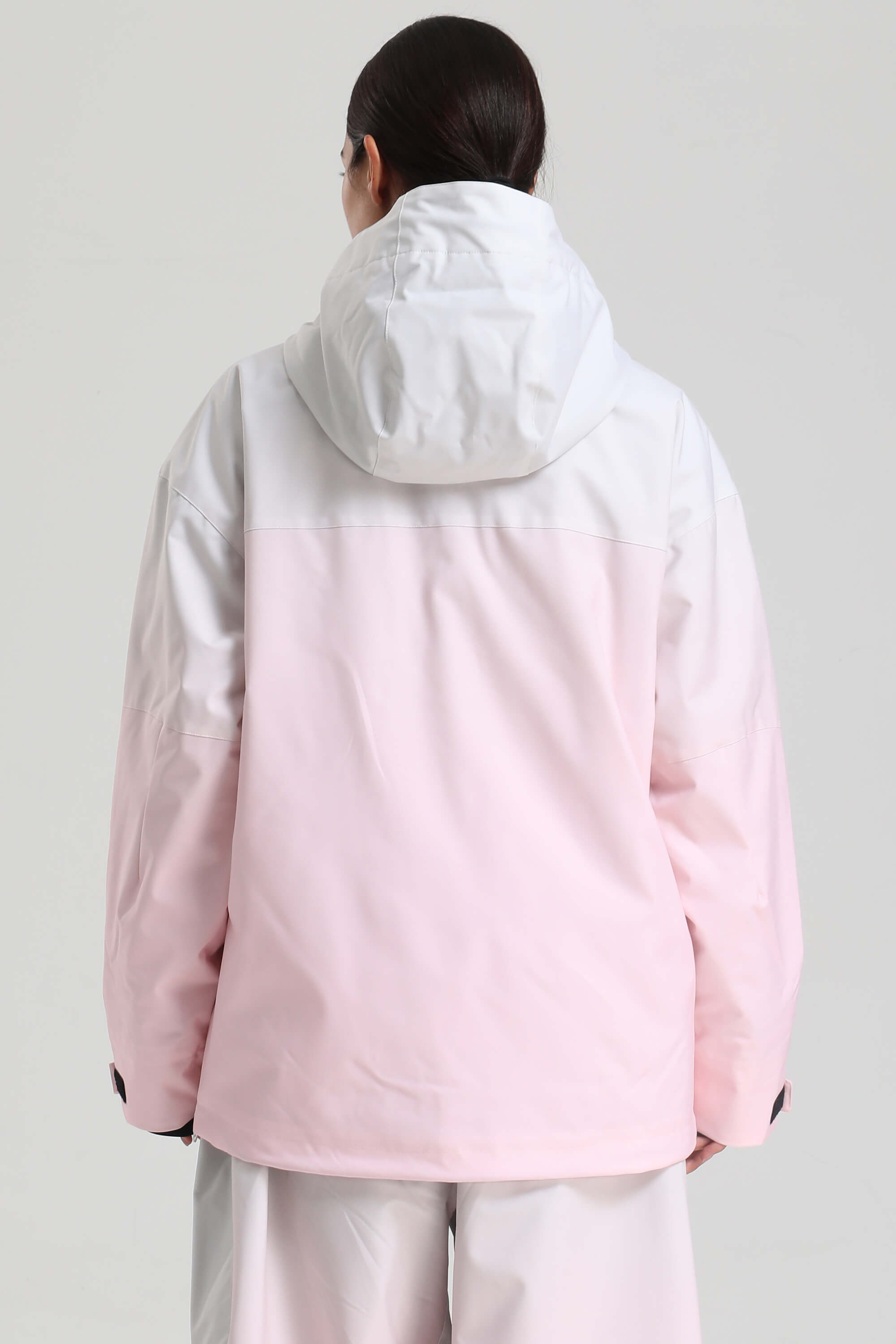 Women's Pink Gradient Side-Zip Vented Ski Anorak Fully-Sealed Insulated Snow Anorak