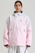 Women's Pink Gradient Side-Zip Vented Ski Anorak Fully-Sealed Insulated Snow Anorak
