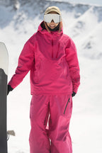 Women's Black Side-Zip Vented Ski Anorak Fully-Sealed Insulated Snow Anorak