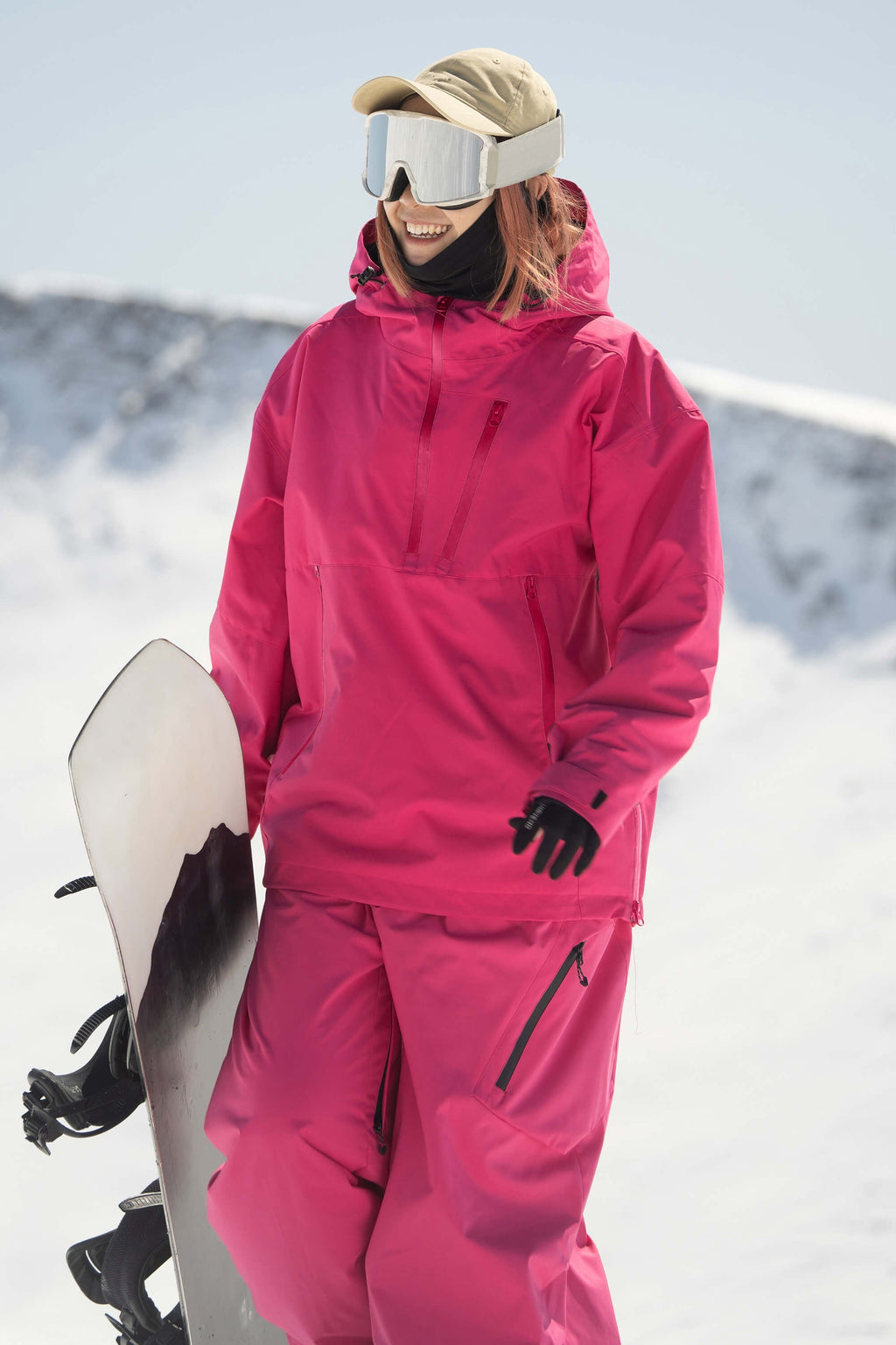 Women's Pink Gradient Side-Zip Vented Ski Anorak Fully-Sealed Insulated Snow Anorak