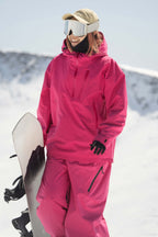 Women's Pink Gradient Side-Zip Vented Ski Anorak Fully-Sealed Insulated Snow Anorak