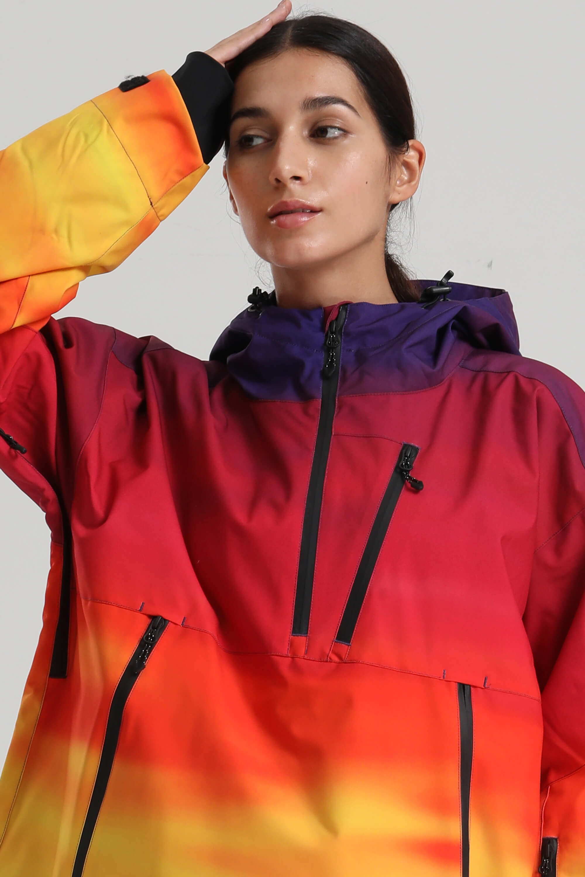 Women's Sunset Gradient Side-Zip Vented Ski Anorak Fully-Sealed Insulated Snow Anorak Secondary image