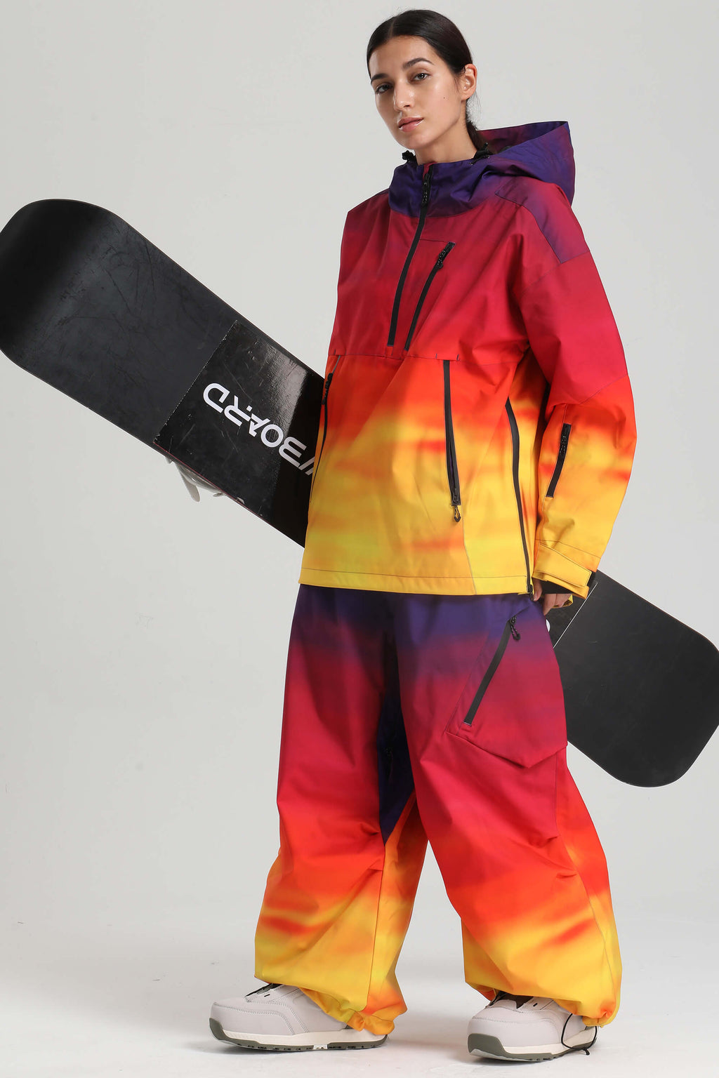 Women's Sunset Gradient Side-Zip Vented Ski Anorak Fully-Sealed Insulated Snow Anorak