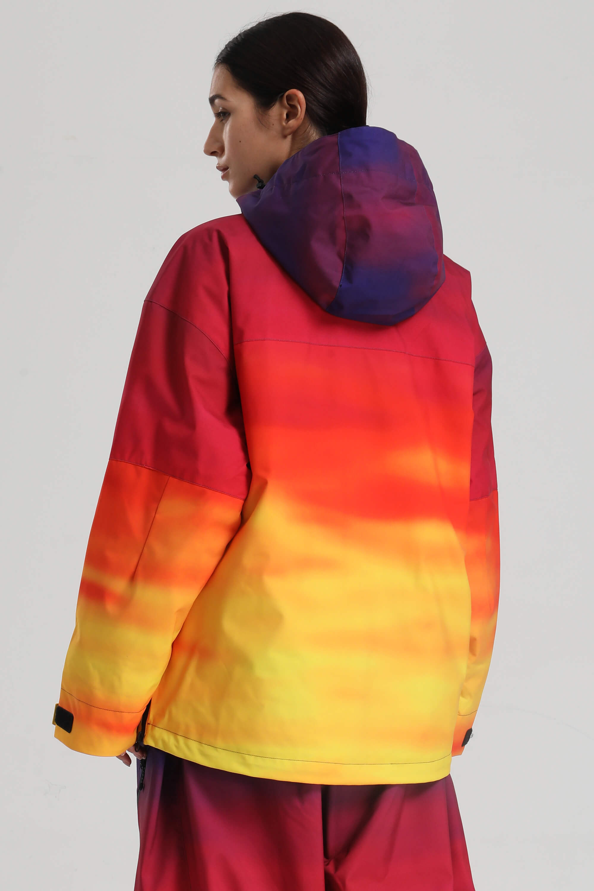 Women's Sunset Gradient Side-Zip Vented Ski Anorak Fully-Sealed Insulated Snow Anorak