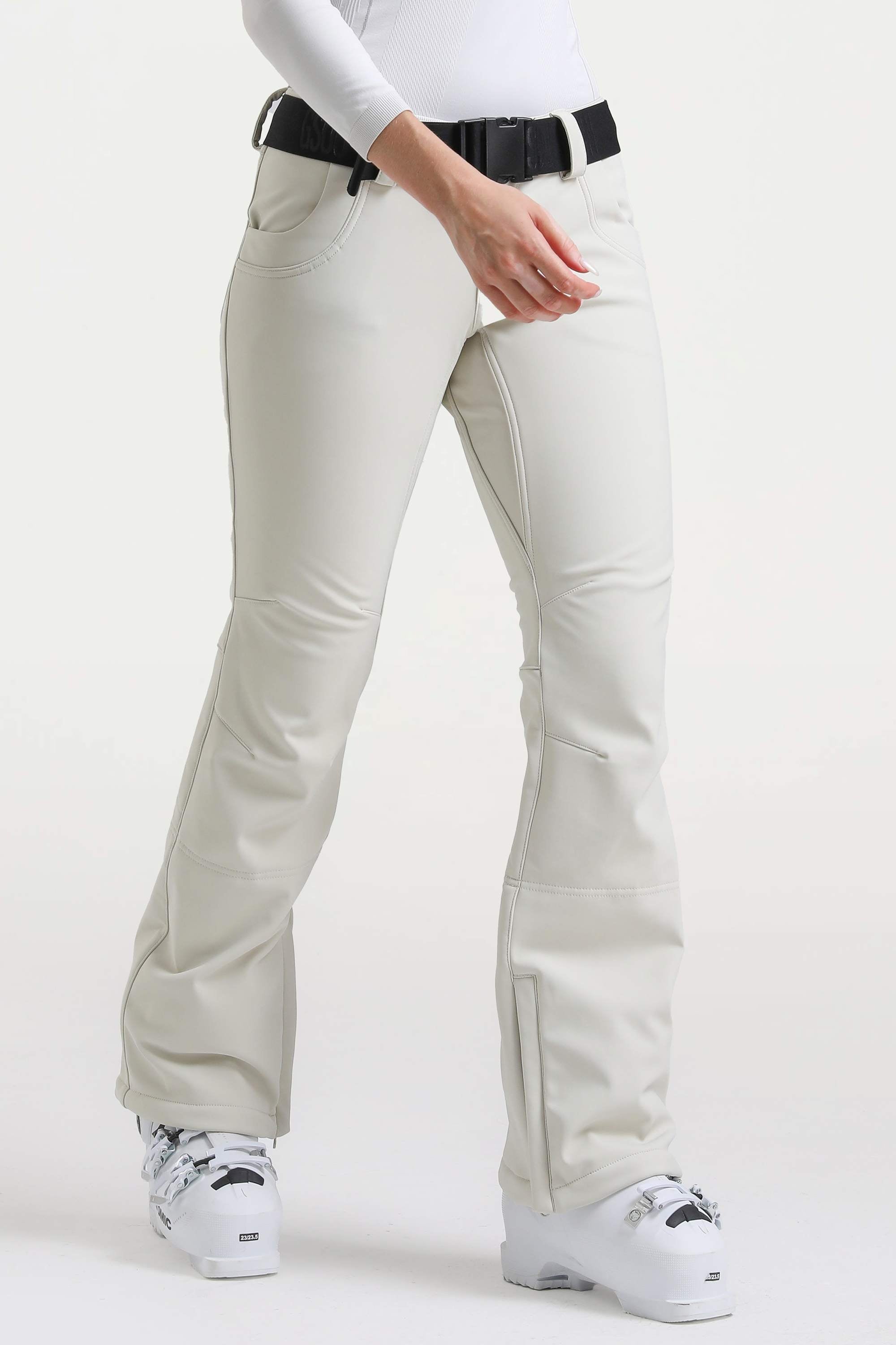 Red Slim-Fit Flared Hem Ski Pants Waterproof Snow Pants