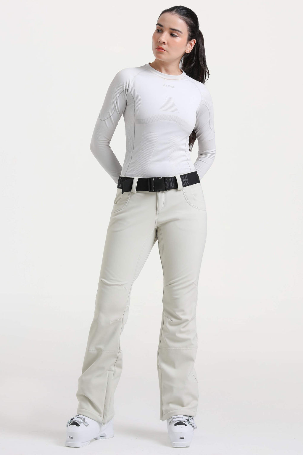 Navy Blue Slim-Fit Flared Hem Ski Pants Waterproof Snow Pants
