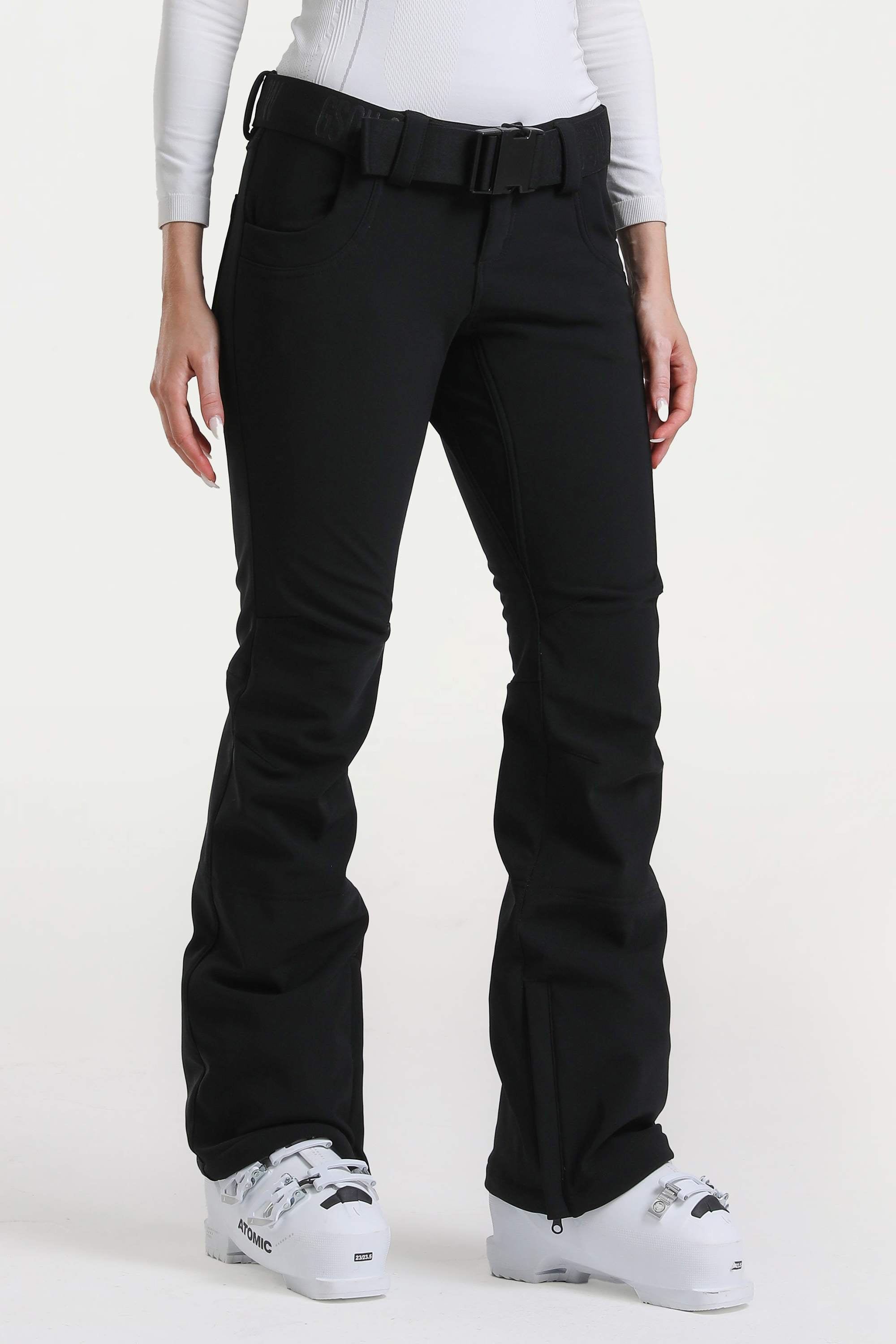 Red Slim-Fit Flared Hem Ski Pants Waterproof Snow Pants
