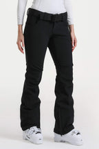 Black Slim-Fit Flared Hem Ski Pants Waterproof Snow Pants