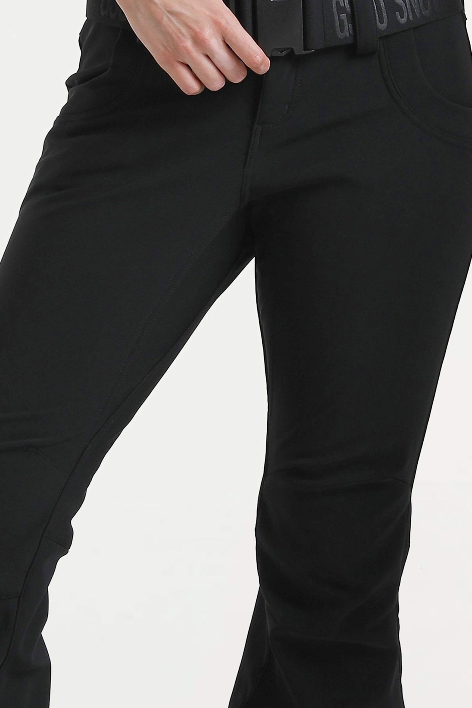Black Slim-Fit Flared Hem Ski Pants Waterproof Snow Pants
