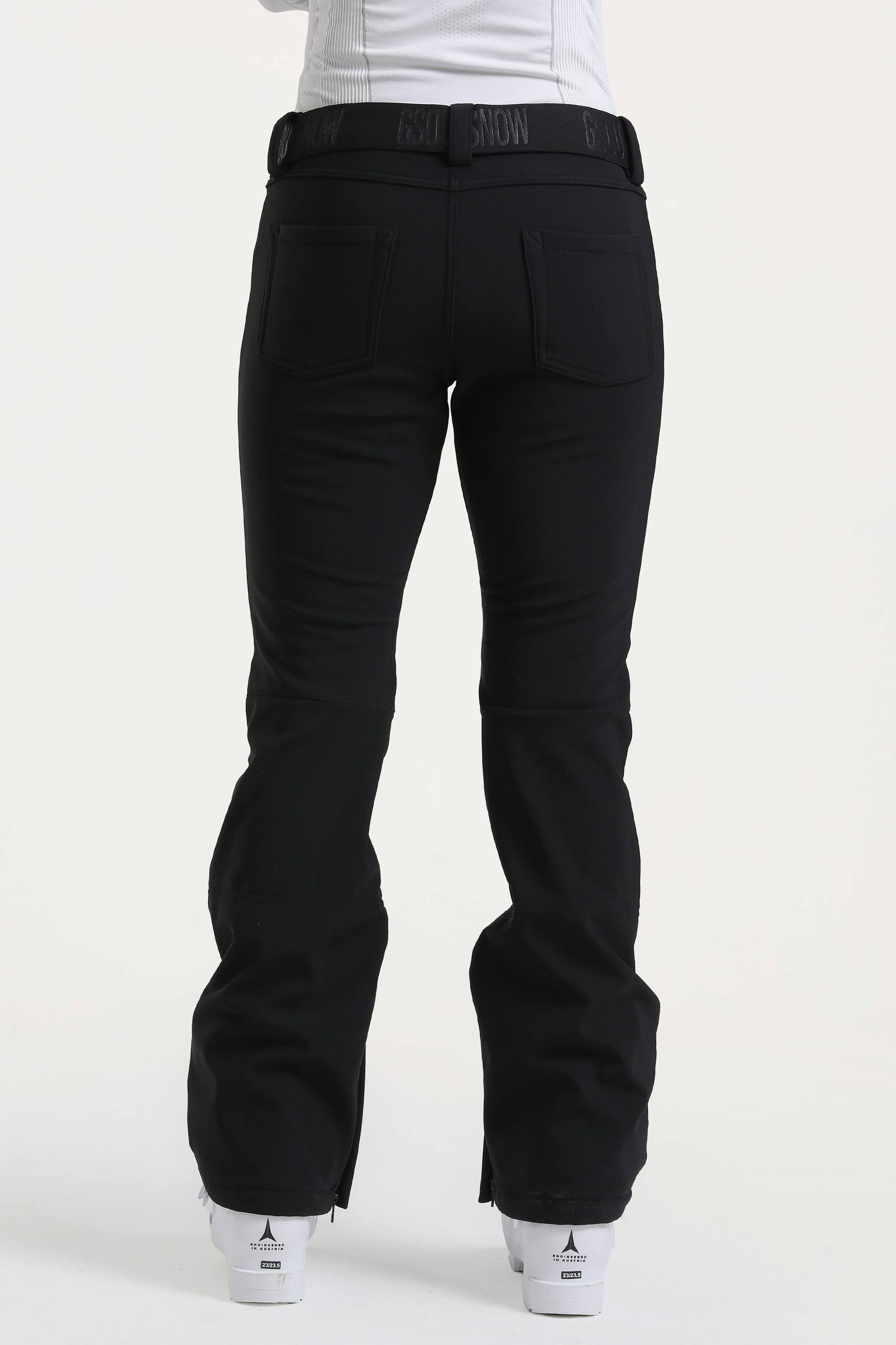 Black Slim-Fit Flared Hem Ski Pants Waterproof Snow Pants