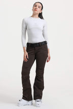 Black Slim-Fit Flared Hem Ski Pants Waterproof Snow Pants