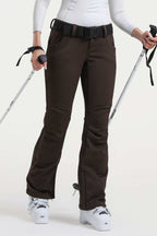Black Slim-Fit Flared Hem Ski Pants Waterproof Snow Pants