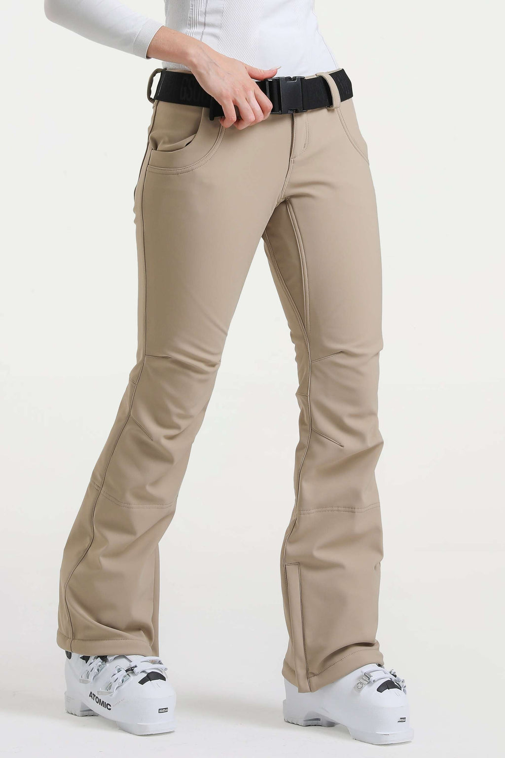 Red Slim-Fit Flared Hem Ski Pants Waterproof Snow Pants